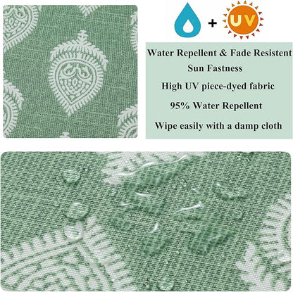 FUNHOME Set of 2 Patio Lumbar Pillows with Insert, 12”x20” Water-Repellent Outdoor Lumbar Pillow, Decorative Garden All Weather Lumbar Cushions for Home Patio Coach Sofa Use-Fair Green
