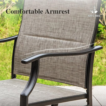 HERA'S HOUSE Patio Outdoor Swivel High-Back Rocking Chairs of 6, Outdoor Dining Chairs with All Weather Textilene Fabric,Wide Metal Armrests for Lawn, Porch or Garden