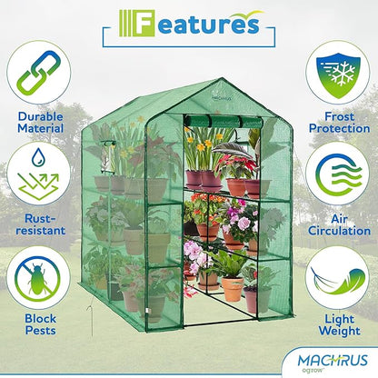 Machrus Ogrow Greenhouse Kit, Multiple Sizes - Green House, Small Greenhouses Outside, Kit Small Greenhouses Outdoors, Mini Greenhouse Outdoor.