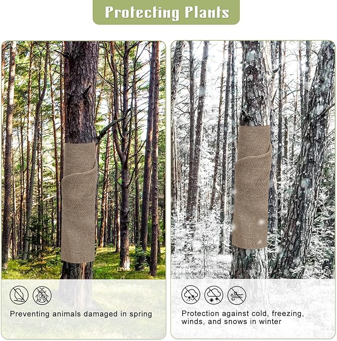 Svepndic 40in x 29ft Multipurpose Natural Burlap Fabrics Tree Wraps Rolls Tree Trunk Protectors,Gardening Burlap Rolls for Decorations, Weddings,Landscaping,Home