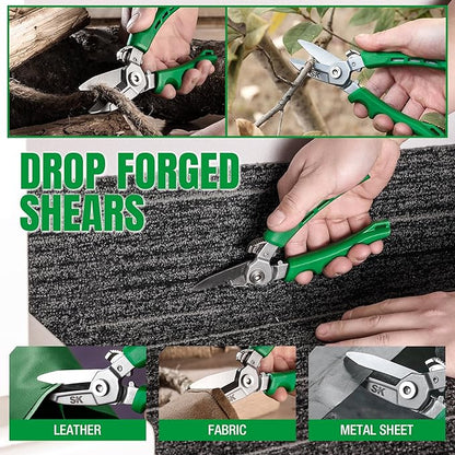 SK 7" Heavy Duty Scissors, All Purpose Shears, Drop Forged CR-V Blades with Safety Lock, Comfortable Grips
