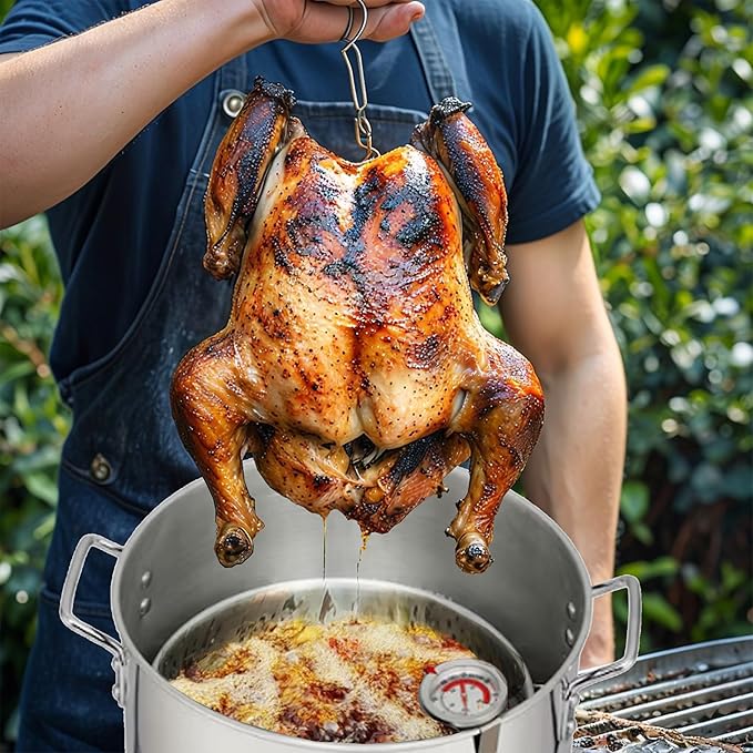 Red Mountain Valley 30Qt Turkey Fryer with Propane Burners for Outdoor Cooking, Aluminum Turkey Fryer Pot Basket, Propane Deep Fryer, Seafood Boil with Spigot,Timer, Marinade Injector, Turkey Rack