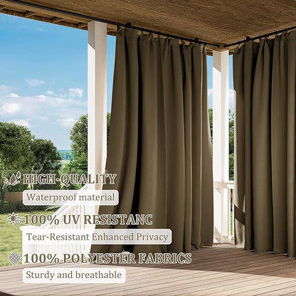 Gazebo Universal Replacement Privacy Curtain,12'×20' Gazebo Outdoor Waterproof Curtains, 4-Panels Sidewall Curtains with Double Zipper for Patio Canopy, Garden and Backyard (Curtain Only)