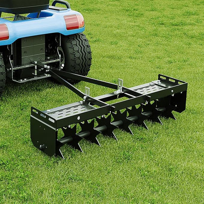 32 in Tow Behind Spike Aerator W/ 8 Spikes, Hitch Pin Attach to Lawn Tractor, Most ZTRs, ATVs Soil Mower Hitch, Lawn Soil Penetrator for Gardens, Lawns, Farms