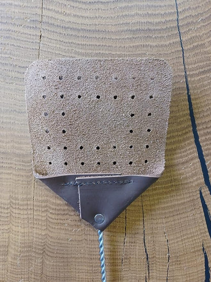Leather Fly Swatter Set (3 Pack) – 17” Amish-Made Fly Swat w/Real Leather Paddle – Fly Swatters Multi Pack w/Metal Handle – Bug Swatter, Mosquito Swatter, Wasp Swatter (Chocolate)