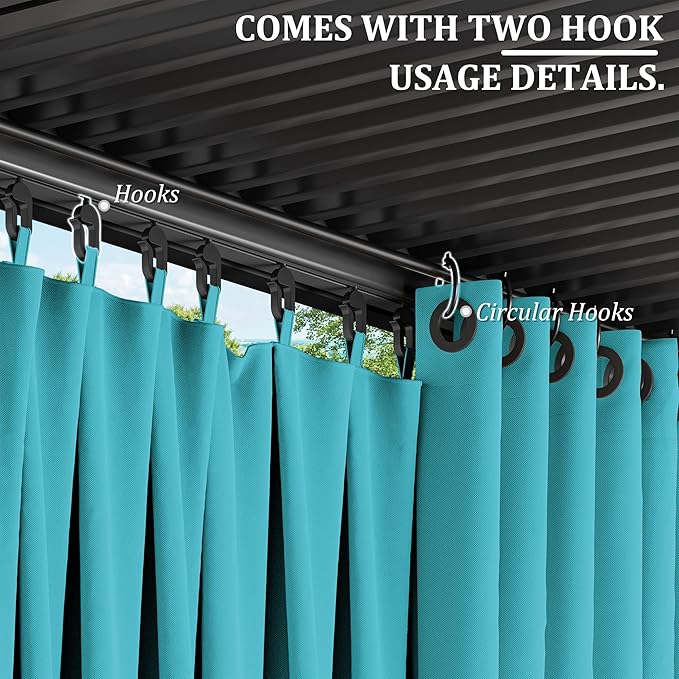 Gazebo Universal Replacement Privacy Curtain,12'×14' Gazebo Outdoor Waterproof Curtains, 4-Panels Sidewall Curtains with Double Zipper for Patio Canopy, Garden and Backyard (Curtain Only)