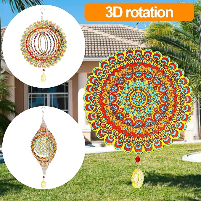 Wind Spinner, Hanging Wind Sculptures,Wind Spinners for Yard and Garden Decor,Yard Decorations Outdoor,Hanging Art Ornaments for Garden Yard Balcony Decor (Mandela Color)