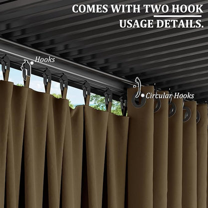 Gazebo Universal Replacement Privacy Curtain,10'×12' Gazebo Outdoor Waterproof Curtains, 4-Panels Sidewall Curtains with Double Zipper for Patio Canopy, Garden and Backyard (Curtain Only)