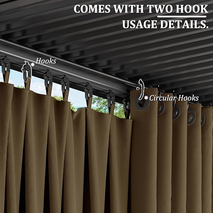 Gazebo Universal Replacement Privacy Curtain,12'×16' Gazebo Outdoor Waterproof Curtains, 4-Panels Sidewall Curtains with Double Zipper for Patio Canopy, Garden and Backyard (Curtain Only)
