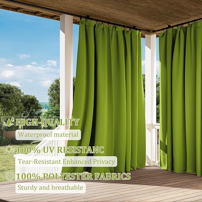 Gazebo Universal Replacement Privacy Curtain,12'×14' Gazebo Outdoor Waterproof Curtains, 4-Panels Sidewall Curtains with Double Zipper for Patio Canopy, Garden and Backyard (Curtain Only)