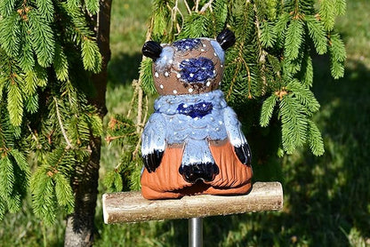 Ceramic Garden Decor - Owl Lawn stake - Outdoor statue - Perfect, unique gifts for gardeners woman, men, yard gifts - Handmade, Frostproof