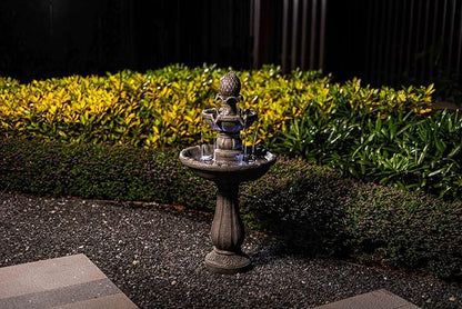 3 Tiered Outdoor Water Fountains –42.2 in. Tall Waterfalls, Elegant Water Feature for Garden, Yard, Patio, Home Decor (Grey)