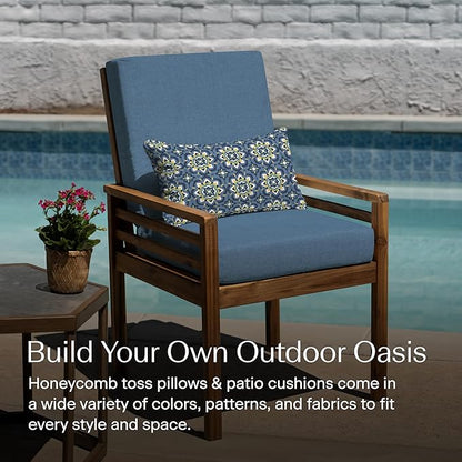Honeycomb Outdoor Lumbar Toss Pillow Set, 22" W x 12" L, Medina Medallion Blue Lumbar Outdoor Pillows