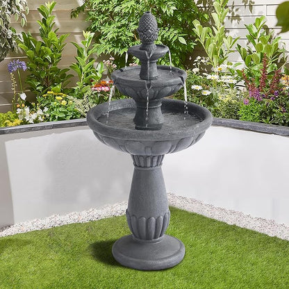 3 Tiered Outdoor Waterfall Fountains, Pineapple Top Water Fountain, Floor Garden Waterfalls Outside, Modern Cascading Flow Fountain for Garden, Yard, Patio, Home Decor