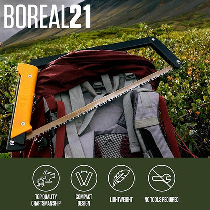 AGAWA - BOREAL21 Tripper Kit - Includes 21" Folding Saw, Nylon Carrying Case, 21" All-Purpose & 21" Aggressive Blade - For Camping, Hiking & Survival Gear (Black Frame/Yellow Handle)