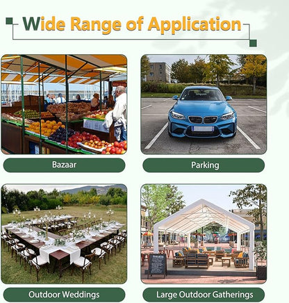 16x32 FT Heavy Duty Party Tent, White Outdoor Canopy with Removable Sidewalls & 3 Storage Bags, Waterproof Gazebo for Wedding, Camping, BBQ, and Commercial Events