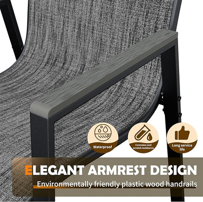 UDPATIO Patio Chairs Set of 6, Stackable Outdoor Chairs with All Weather Breathable Textilene, High Back Metal Frame for Lawn Garden Backyard Deck, Dark Grey