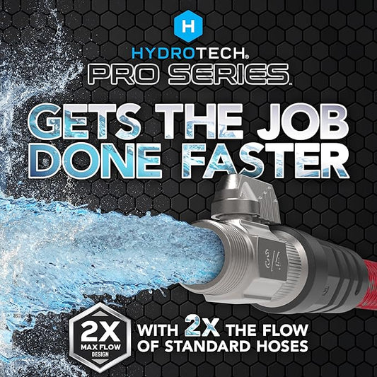 HydroTech 200 ft Expandable Garden Hose - Pro Series, 2x Max Flow, 3/4" No-Kink Flexibility, Lightweight Hose for Lawn, Garden, Car Washing, Deck and Patio Cleaning