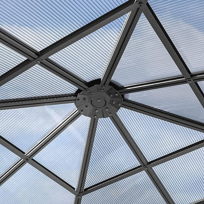 TOOLPORT Hardtop Gazebo 10x10 ft with Aluminum Frame and Approx. 8 mm Polycarbonate Roof