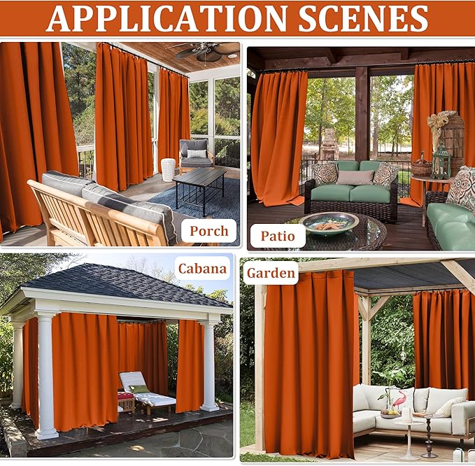Gazebo Universal Replacement Privacy Curtain,12'×16' Gazebo Outdoor Waterproof Curtains, 4-Panels Sidewall Curtains with Double Zipper for Patio Canopy, Garden and Backyard (Curtain Only)