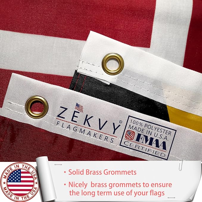 Maryland States Flag 4x6 Outdoor Made in USA - Double Sided Heavy Duty Vivid Color Maryland MD Flags with 2 Brass Grommet