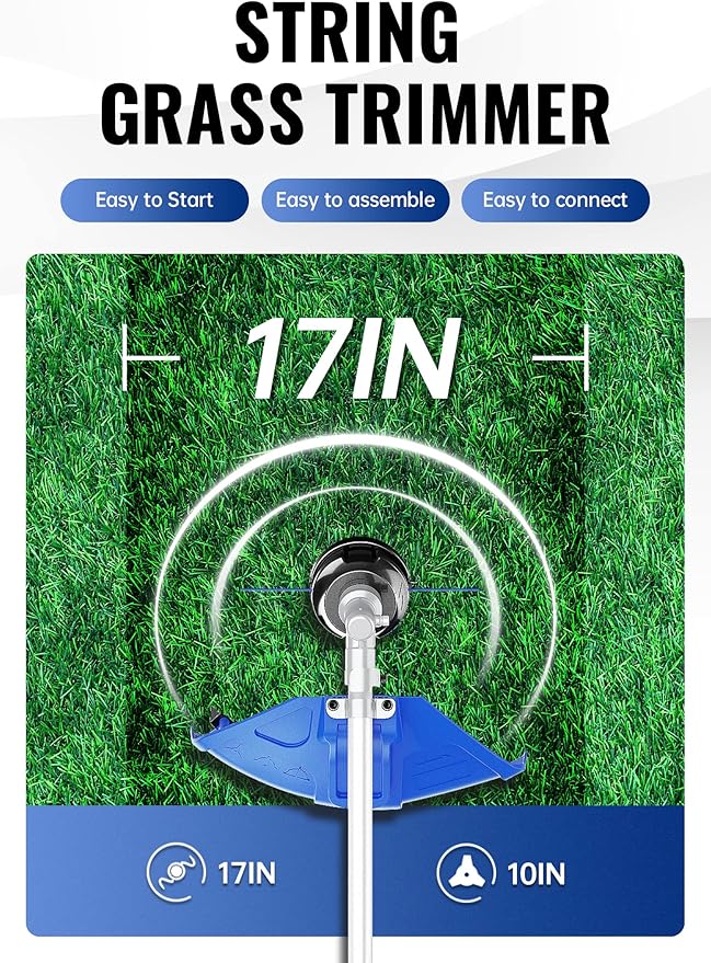 WILD BADGER POWER 26cc Weed Wacker Gas Powered, 4 in 1 String Trimmer, Wheeled Edger, Hedge Trimmer and Brush Cutter Blade, Multi Yard Care Tools, Rubber Handle & Shoulder Strap Included