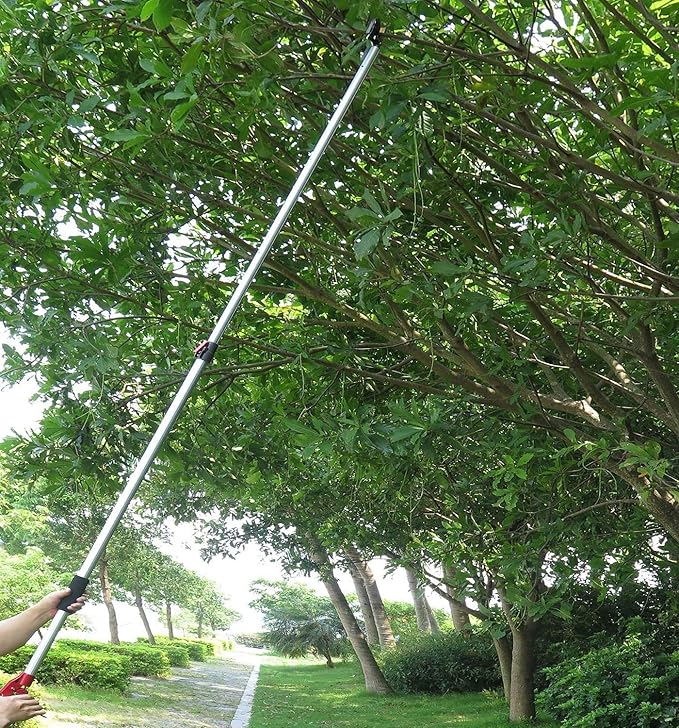 7.6-13 Foot 2 Sections Extendable Tree Trimmers with 4 Nodes Adjustment, Cut and Hold Pruners, Long Reach Pole Saw Pruning Shears, Telescopic Fruit Picker, Branch Clippers Garden Bypass Loppers