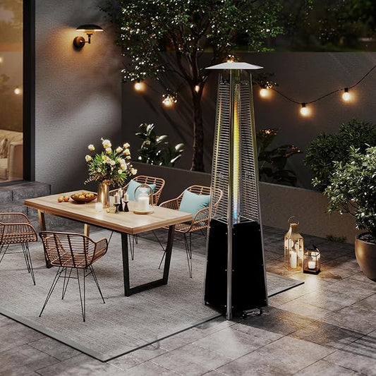 Kingdura 48,000 BTU Pyramid Patio Heater with Cover & Wheels, Outdoor Patio Heaters for Outdoor Use, Triple Safety Protection, 87" Quartz Glass Tube Propane Heater for Deck Backyard Commercial Balcony