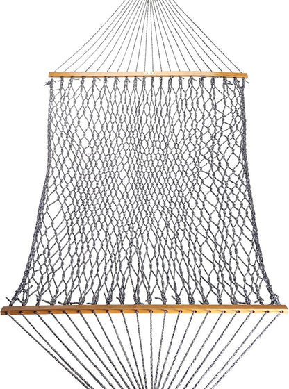 Original Pawleys Island Deluxe Navy Oatmeal Heirloom Tweed DuraCord Rope Hammock – 13 ft. x 60 in., 2-Person, 450 lb Capacity, Oak Spreader Bar, Zinc-Plated Hardware, Handcrafted in The USA
