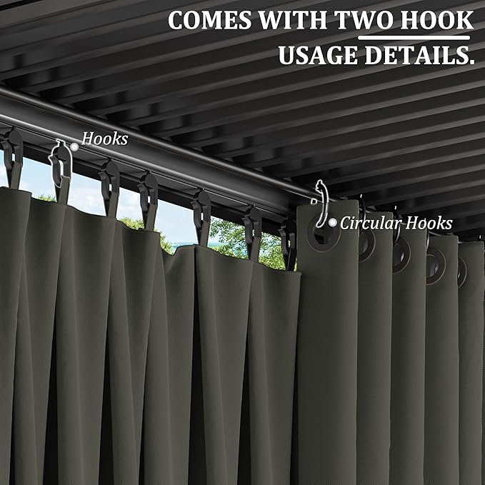 Gazebo Universal Replacement Privacy Curtain,10'×10' Gazebo Outdoor Waterproof Curtains, 4-Panels Sidewall Curtains with Double Zipper for Patio Canopy, Garden and Backyard (Curtain Only)