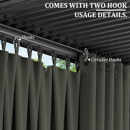 Gazebo Universal Replacement Privacy Curtain,12'×20' Gazebo Outdoor Waterproof Curtains, 4-Panels Sidewall Curtains with Double Zipper for Patio Canopy, Garden and Backyard (Curtain Only)