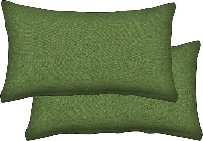 Honeycomb Outdoor Lumbar Toss Pillow Set, 20" W x 12" L, Artichoke Green Outdoor Pillows