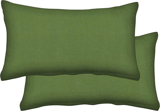 Honeycomb Outdoor Lumbar Toss Pillow Set, 20" W x 12" L, Artichoke Green Outdoor Pillows