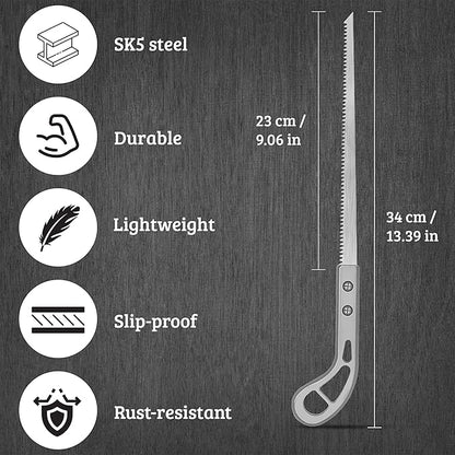 Hand Saw for Trees & Cutting Branches - Pruning Saws with SK5 Steel Blade for Smooth & Precise Cuts - Handsaws for Camping, Gardening, Wood, Hiking, Landscaping & Carpentry - Portable Saw