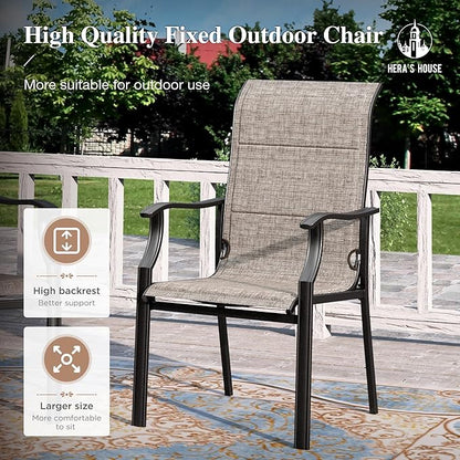 HERA'S HOUSE Premium Patio Dining Chair of 2, Rust Resistant Outdoor Chair with Textilene Padded Seat, Supports up to 350lbs with Comfort and Durability for Lawn Kitchen Garden Backyard