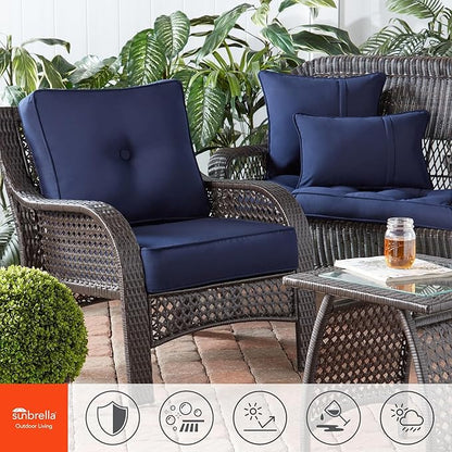 Greendale Home Fashions Sunbrella 21" x 14" Rectangle Outdoor Throw Pillow with Removable Cover (Set of 2), Canvas Navy 2 Count