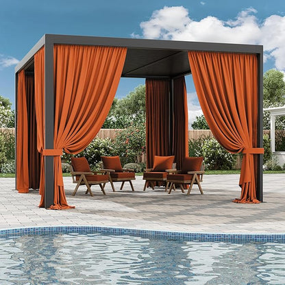 Gazebo Universal Replacement Privacy Curtain,10'×13' Gazebo Outdoor Waterproof Curtains, 4-Panels Sidewall Curtains with Double Zipper for Patio Canopy, Garden and Backyard (Curtain Only)