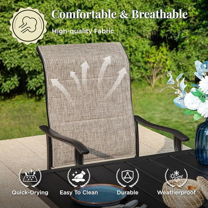 7 Pieces Patio Dining Set, Outdoor Table and Chairs, 6 x Textilene Swivel Dining Chairs and 61" Expandable Patio Dining Table, for Cozy Garden Settings, Grayish Brown