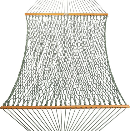 Original Pawleys Island Deluxe Meadow DuraCord Rope Hammock – 13 ft. x 65 in, 2-Person, 450 lb Capacity, Oak Spreader Bar, Zinc-Plated Hardware, Handcrafted in The USA