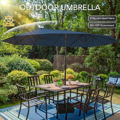 Sundale Outdoor 15ft Large Patio Umbrella with Base Included and Umbrella Cover, Outdoor Double-Sided Umbrella