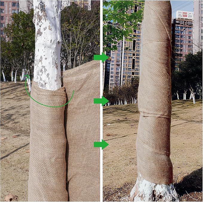 Natural Burlap Plant Covers Freeze Protection,Burlap Winter Frost Plant Blankets for Trees and Shrubs Winter Protection (39 INx14.7 FT)