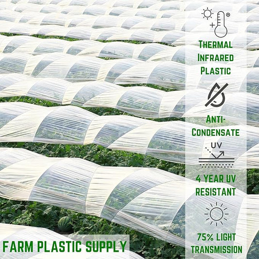 Farm Plastic Supply - Clear Coolmax Greenhouse Plastic Sheeting - 6 Mil - 4 Year UV Resistant Infrared Anti-Condensate Green House Covering Thermal Greenhouse Plastic 6 mil (24' x 50')