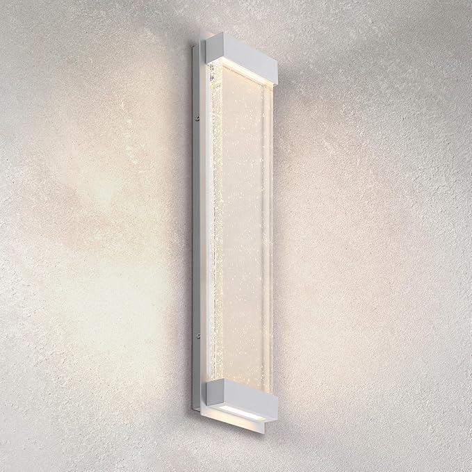 ASD LED 24 Inch Bubble Glass Wall Light Fixture | 22W 530LM 3000-5000K 100-277V | 3CCT, Waterproof, Dimmable, Up-Down Glow, ETL Listed | Exterior Flush Mount Sconce, Outdoor Lighting | White