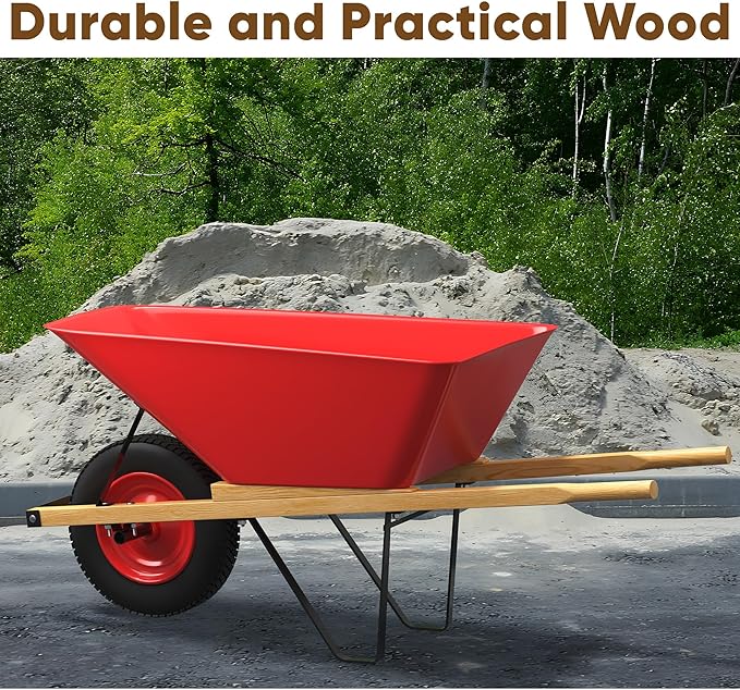 uyoyous 1 Pair Wheelbarrow Handles Replacement 59" Wood Wheel Barrow Replacement Handle Kit with 2 Wheelbarrow Wedge Heavy Duty Wood with Tough Seal Coat and Pre Drilled Holes, Easy to Install