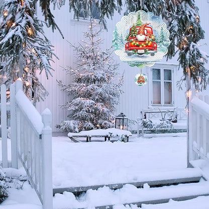 Wind Sculptures 3D Stainless Steel Christmas Decoration Garden Decoration Indoor Outdoor Hanging Ornament Worth Gift 12inch Santa Claus Metal Wind Sculptures