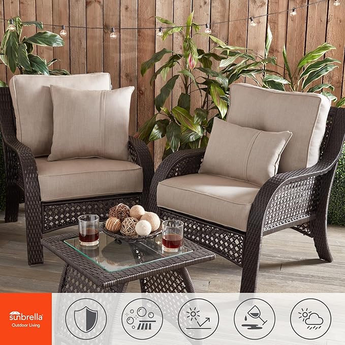 Greendale Home Fashions Sunbrella 21" x 14" Rectangle Outdoor Throw Pillow with Removable Cover (Set of 2), Cast Ash 2 Count