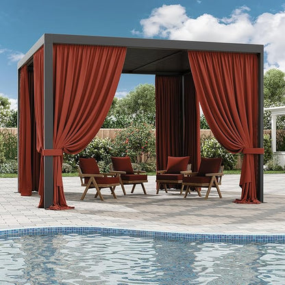 Gazebo Universal Replacement Privacy Curtain,10'×10' Gazebo Outdoor Waterproof Curtains, 4-Panels Sidewall Curtains with Double Zipper for Patio Canopy, Garden and Backyard (Curtain Only)