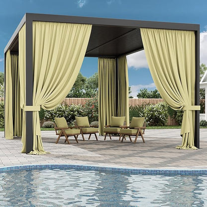 Gazebo Universal Replacement Privacy Curtain,12'×16' Gazebo Outdoor Waterproof Curtains, 4-Panels Sidewall Curtains with Double Zipper for Patio Canopy, Garden and Backyard (Curtain Only)