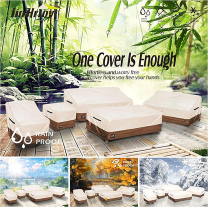 2-Seater Outdoor Couch Cover,58" Wx32 Dx31 H Inches Patio Loveseat Cover,100% Waterproof Heavy Duty Patio Sofa Covers,Patio Furniture Covers,Beige&Brown