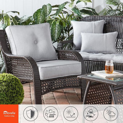 Greendale Home Fashions Sunbrella 20" Square Outdoor Throw Pillow with Removable Cover (Set of 2), Canvas Granite 2 Count